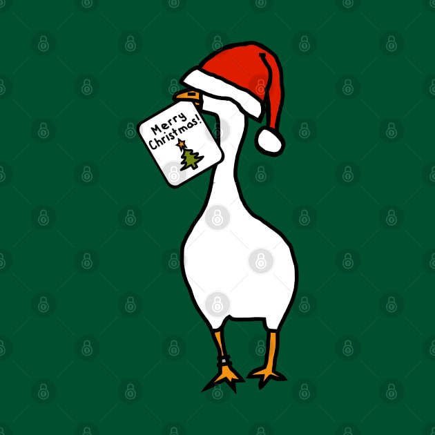 White Goose in Hat Steals Christmas Card by ellenhenryart