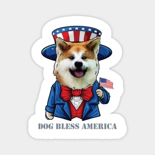 Fourth of July Pun Akita Dog Bless America Magnet