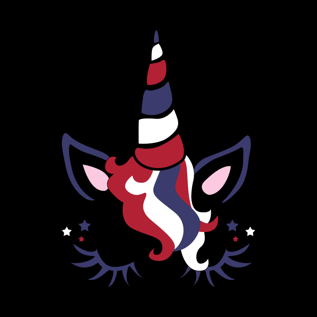 American Unicorn US Flag Cute Patriotic 4th of July by Simpsonfft