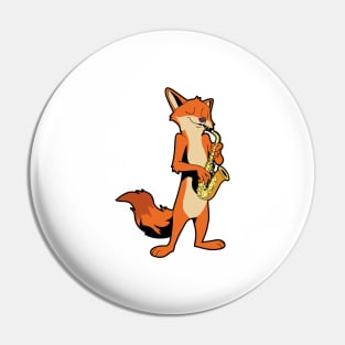 Comic fox playing saxophone Pin