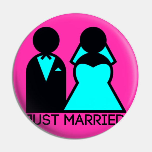 Just Married Newlyweds in Cyan Pin by TheDaintyTaurus