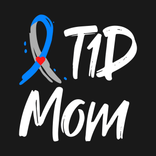 T1D Mom Shirt Type 1 Diabetes Awareness Blue Gray Ribbon T-Shirt