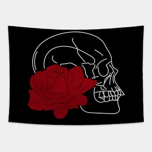 Skull and red rose t-shirt, stickers, cases, notebooks, pillows, totes, masks Tapestry