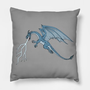 Blue Dragon Spitting Lightning Pillow