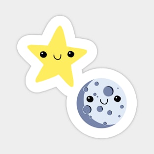 Cutey Face Star and Moon Magnet