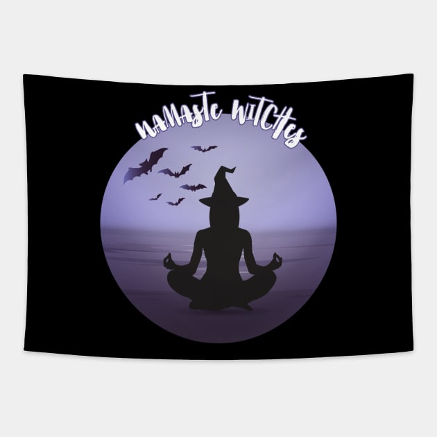 Namaste Witches Night Halloween Tapestry by LemoBoy