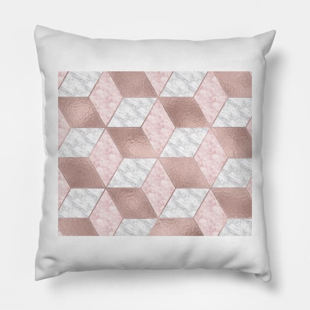 Dazzling marble geo - rose gold Pillow by marbleco