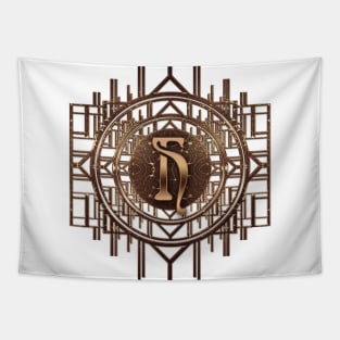 h letter gifts in unique glamorous antique golden art deco style Tapestry