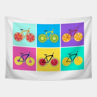 Fruity Wheels Pastel Bikes Tapestry