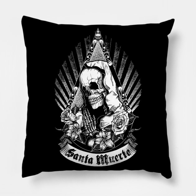 Santa Muerte - Black version Pillow by ToleStyle