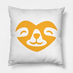 Heart Shape Love Sloth Design. Simple Funny Smiling Sloth Face Pillow