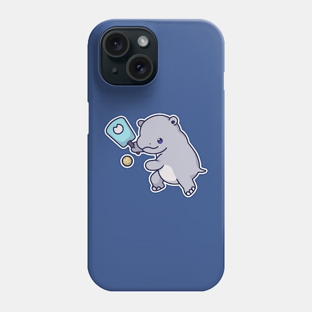 Kawaii Sports Pickleball Hippo Phone Case by rojakdesigns