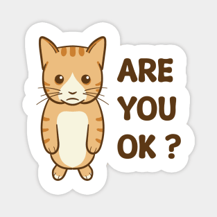 Meme illustration of a little orange cat with a sad face Magnet