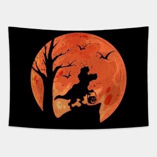 T Rex Dinosaur Halloween Howling at the Moon Tapestry