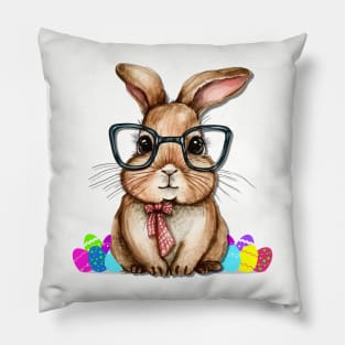 Easter Bunny with glasses Pillow