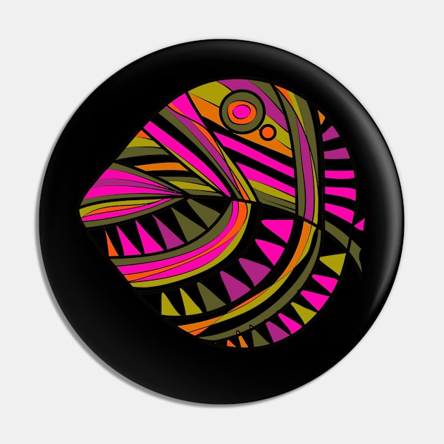 Mazipoodles New Fish Head Leaf Black Olive Green Fuchsia Pink Pin by Mazipoodles