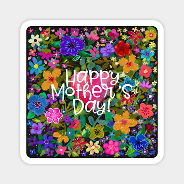 Happy Mother's Day Boho Flowers by Cherie's Art(c)2021 Magnet by CheriesArt