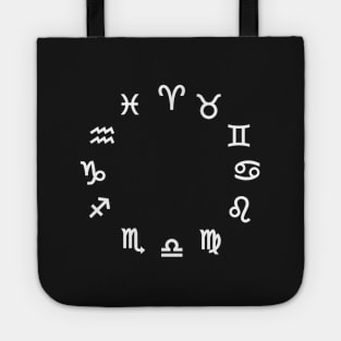 Zodiac Wheel - White Print Tote