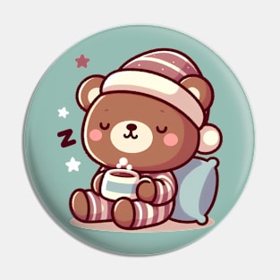 Coffee Time Cuddles: A Sleepy Bear's Dream Pin