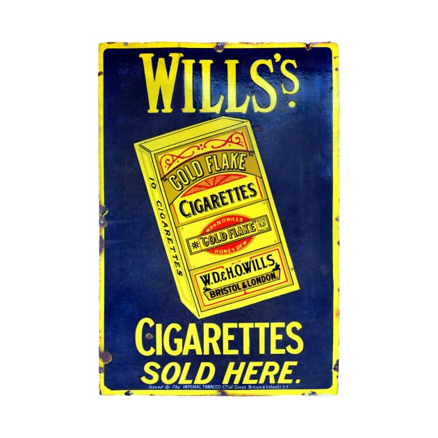 Wills Cigarettes vintage enamel advertising sign by JonDelorme