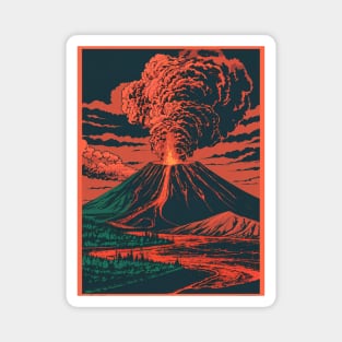 Retro Erupting Volcano Magnet