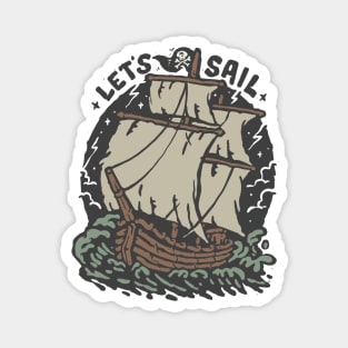 Lets Sail Pirate Boat Magnet