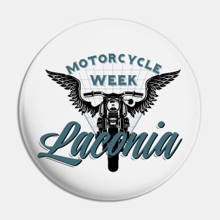 Laconia motorcycle week logo style - black and blue Pin