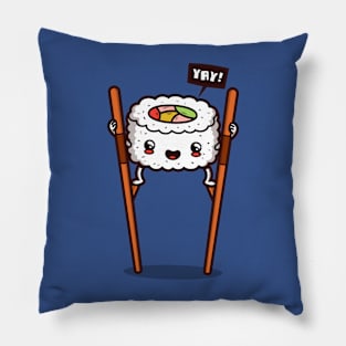 Cute Kawaii Funny Japanese Sushi On Stilts Gift For Sushi Lovers Pillow