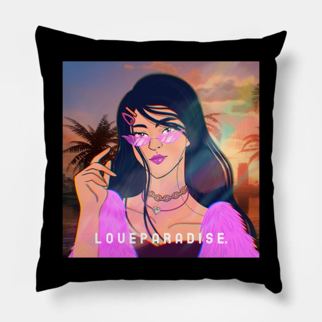 Love Paradise Anime Pop Art Pillow by Disocodesigns