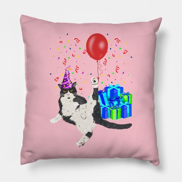 BIRTHDAY SEXY CAT Pillow by GeekCastle