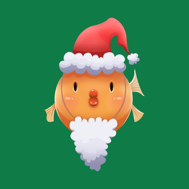 Cute Santa goldfish by Art by Angele G