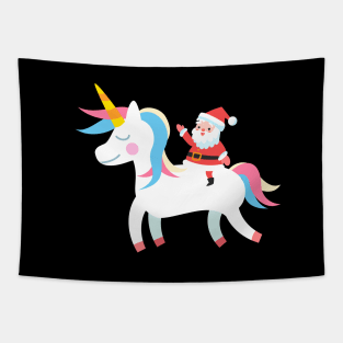 Christmas Santa Riding Unicorn Tapestry