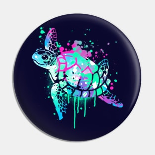 Fluo sea turtle Pin