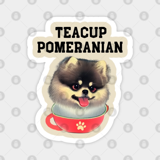 Adorable and Cute Teacup Pomeranian Puppy Fluffy Pomeranian Dog Owner Magnet by Mochabonk