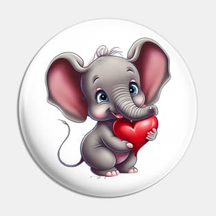 Baby elephant holding a heart Pin