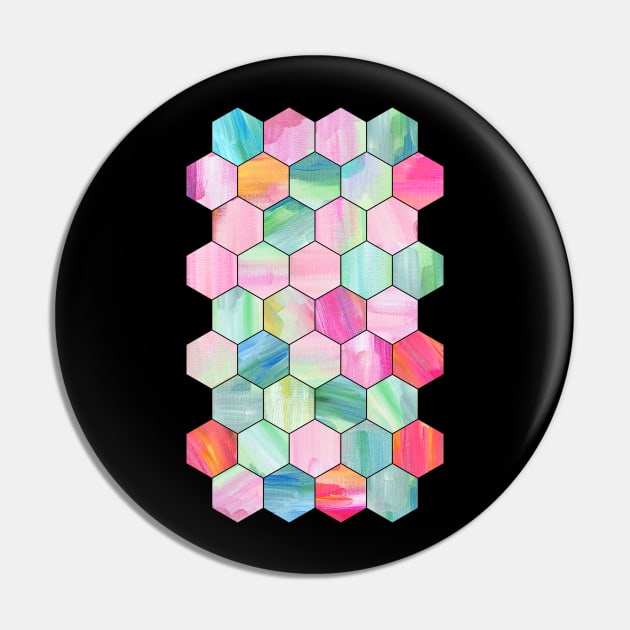 Pretty Pastel Hexagon Pattern in Oil Paint Pin by micklyn