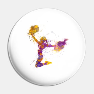 Sports cheerleader in watercolor Pin