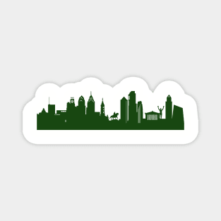 PHILADELPHIA skyline in forest green Magnet