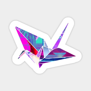 Vaporwave Origami Crane MKIII Magnet