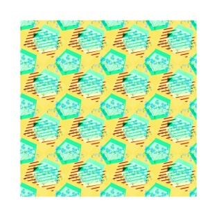 Yellow Geometric Floral Pattern T-Shirt