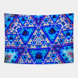 Kaleidoscopic Blaze in Blue Tapestry