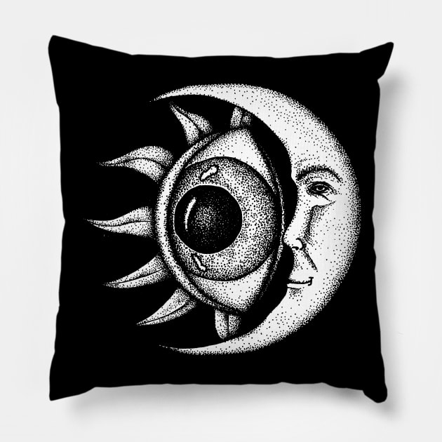 Alchemical Sun Eye Moon Pillow by thealchemistdru