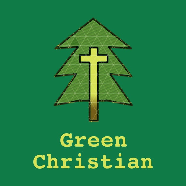 Green Christian Cross and Tree by ChristianInk