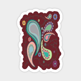 Boho Paisley on Coral Magnet