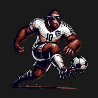 Sasquatch Bigfoot With Sunglasses Playing Soccer T-Shirt