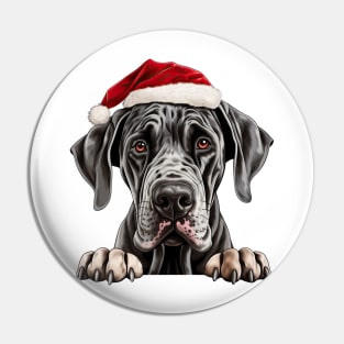 Christmas Peeking Great Dane Dog Pin