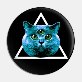 45 Magical Red Cat Triangle 3 three Eyes Pin