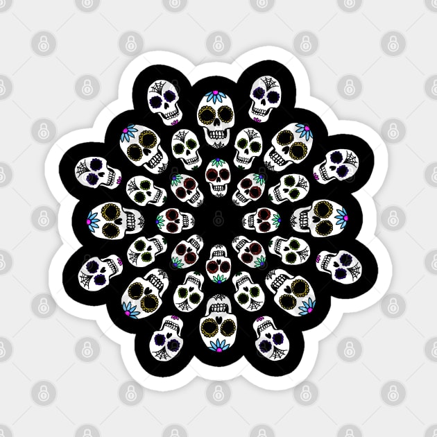 Sugar Skulls in a Circle Magnet by julieerindesigns