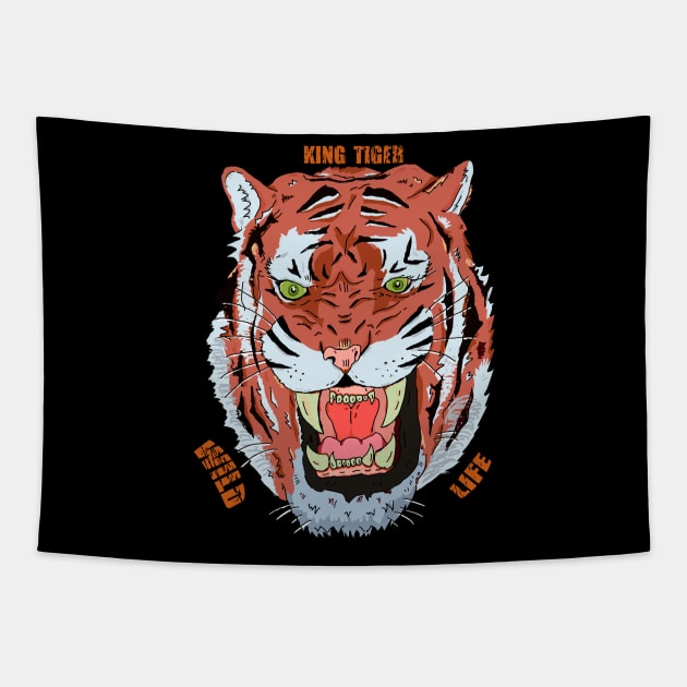 king cat tiger Tapestry by Ragna.cold