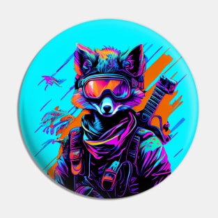 Retro Futuristic Synthwave Fox Pin